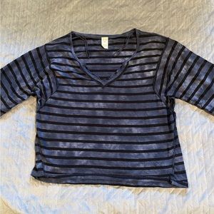 We‎ the free linen cotton blend striped shirt women size small blue/black used